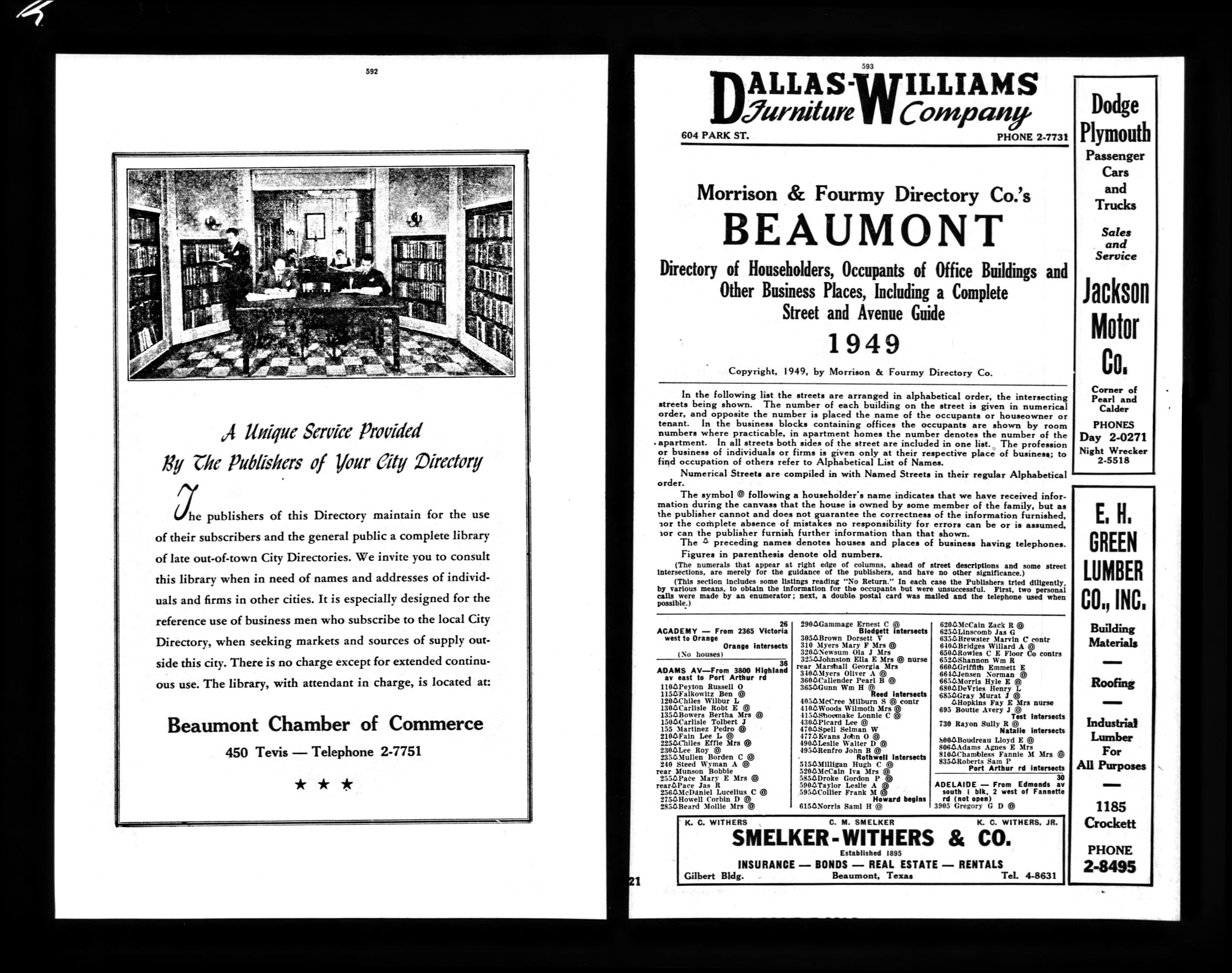 1949 - Beaumont, Texas, City Directory - Complete Street and Avenue Guide